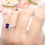 Art Deco Emerald Cut Halo Bridal Ring