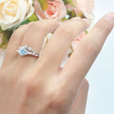 Two Piece Round Marquise Style Bridal Ring
