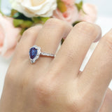 Art Deco Pear Teardrop Halo Ring 