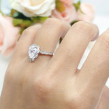 Art Deco Pear Teardrop Halo Ring 