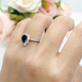 Art Deco Pear Teardrop Halo Ring 