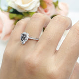 Art Deco Pear Teardrop Halo Ring 