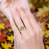Minimalist 15mm Flower Leaf Ring Oxidized 925 Sterling Silver