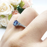 Three Stone Oval Natural Stone Trellis Ring