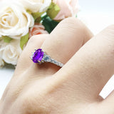 Three Stone Oval Natural Stone Trellis Ring