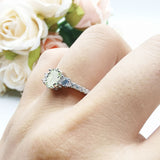 Three Stone Oval Natural Stone Trellis Ring