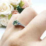 Three Stone Oval Natural Stone Trellis Ring