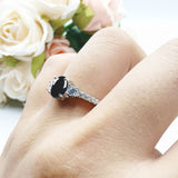Three Stone Oval Natural Stone Trellis Ring