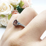Three Stone Oval Natural Stone Trellis Ring