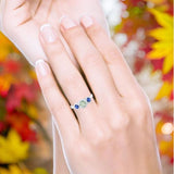 Round Natural Stone Three Stone Ring