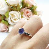 Floral Round Natural Stone Solitaire Ring