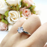 Floral Round Natural Stone Solitaire Ring