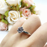 Floral Round Natural Stone Solitaire Ring