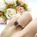 Floral Round Natural Stone Solitaire Ring