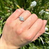 Vintage Style Halo Round Natural Stone Ring