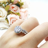 Two Piece Round Natural Stone Flower Ring