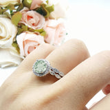 Two Piece Round Natural Stone Flower Ring