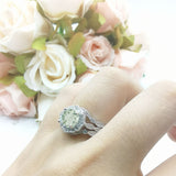 Three Piece Round Natural Stone Flower Ring