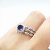 Three Piece Round Natural Stone Bridal Ring