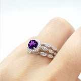 Three Piece Round Natural Stone Bridal Ring