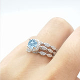 Three Piece Round Natural Stone Bridal Ring