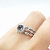 Three Piece Round Natural Stone Bridal Ring