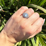 Three Piece Oval Natural Stone Beaded Ring 
