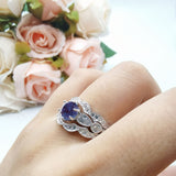 Three Piece Round Natural Stone Cocktail Ring