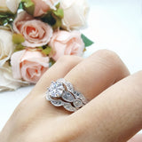 Three Piece Round Natural Stone Cocktail Ring