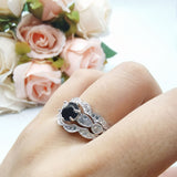 Three Piece Round Natural Stone Cocktail Ring