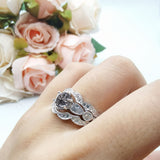 Three Piece Round Natural Stone Cocktail Ring