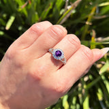 Vintage Style Round Natural Stone Flower Ring