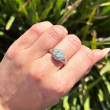 Vintage Style Round Natural Stone Flower Ring