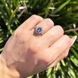 Vintage Style Oval Natural Stone Floral Ring