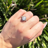 Vintage Style Oval Natural Stone Floral Ring