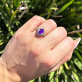 Vintage Style Oval Natural Stone Floral Ring