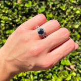 Art Deco Round Natural Stone Split Shank Ring