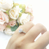 Oval Natural Stone Flower Ring