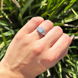 Three Stone Oval Natural Stone Trellis Ring