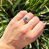 Three Stone Oval Natural Stone Trellis Ring