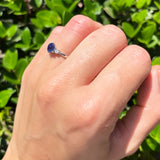 Art Deco Round Natural Stone Three Stone Ring