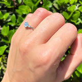 Art Deco Round Natural Stone Three Stone Ring