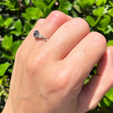 Art Deco Round Natural Stone Three Stone Ring