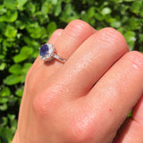 Art Deco Round Natural Stone Flower Ring