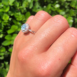 Art Deco Round Natural Stone Flower Ring