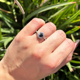 Round Natural Stone Curved Art Deco Ring