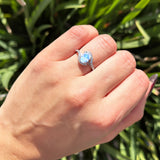 Oval Natural Stone Curved Art Deco Ring