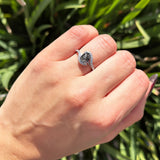 Oval Natural Stone Curved Art Deco Ring