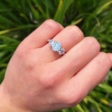 Three Stone Oval Natural Stone Trellis Ring