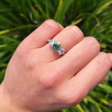 Three Stone Oval Natural Stone Trellis Ring